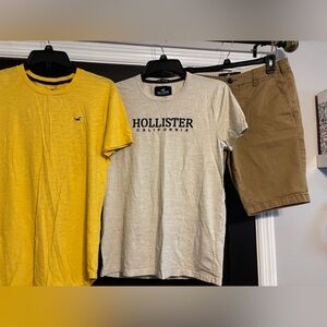 Lot of 3 Hollister shorts and 2 tops